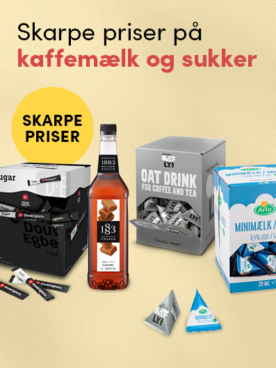 Forside Aug-26: Kaffemælk og sukker tilbud