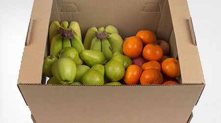 Kasse med økologisk frugt